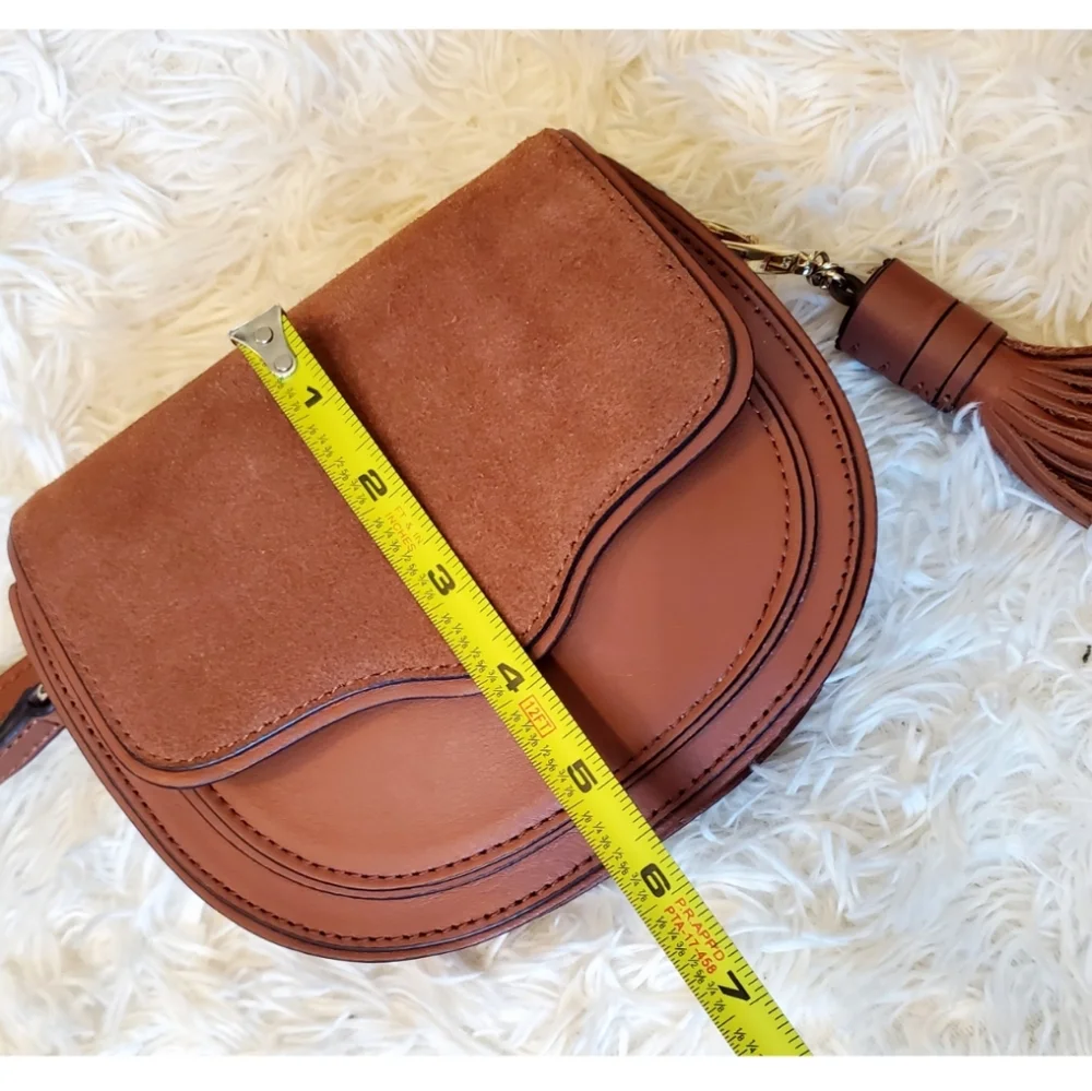 REBECCA MINKOFF MINI SUEDE & LEATHER SATCHEL - Picture 5 of 15